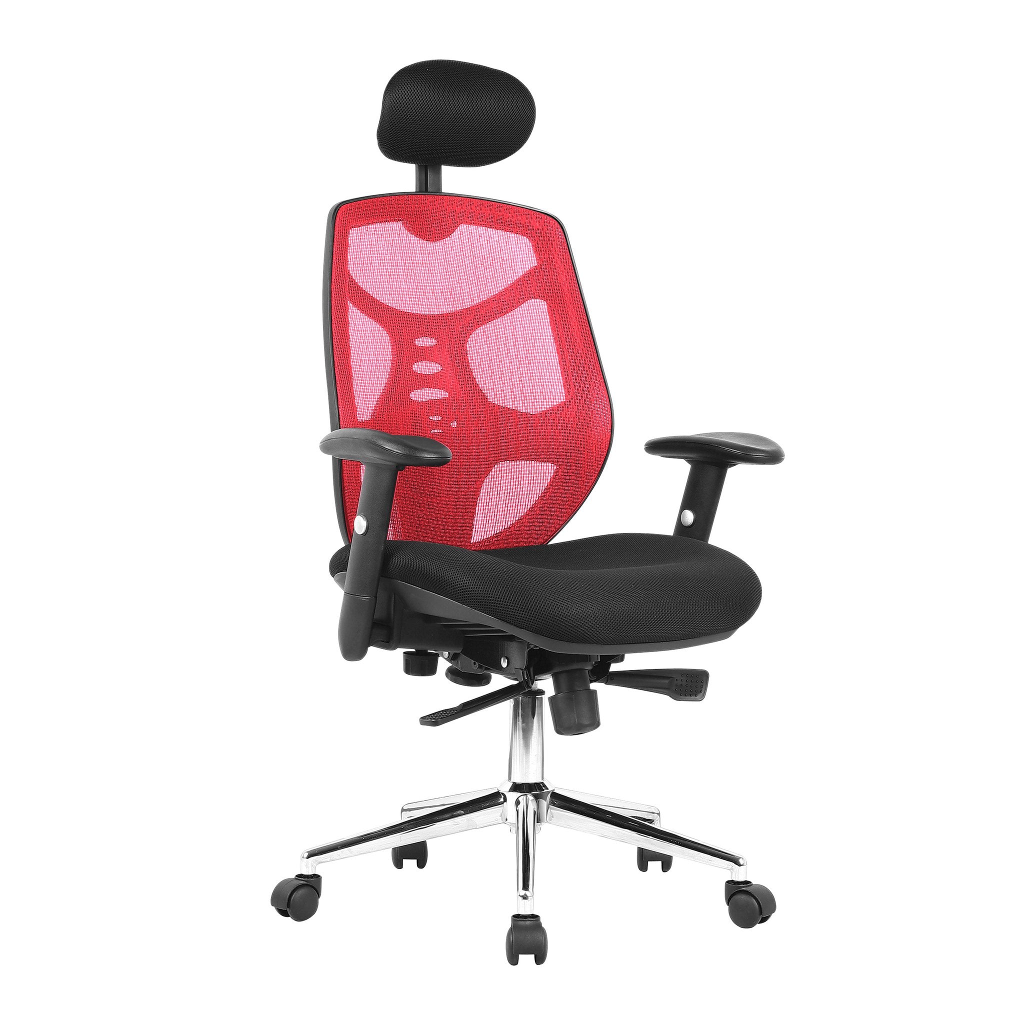 Seedoo High Back Mesh Synchronous Executive Armchair with Adjustable Headrest and Chrome Base ET