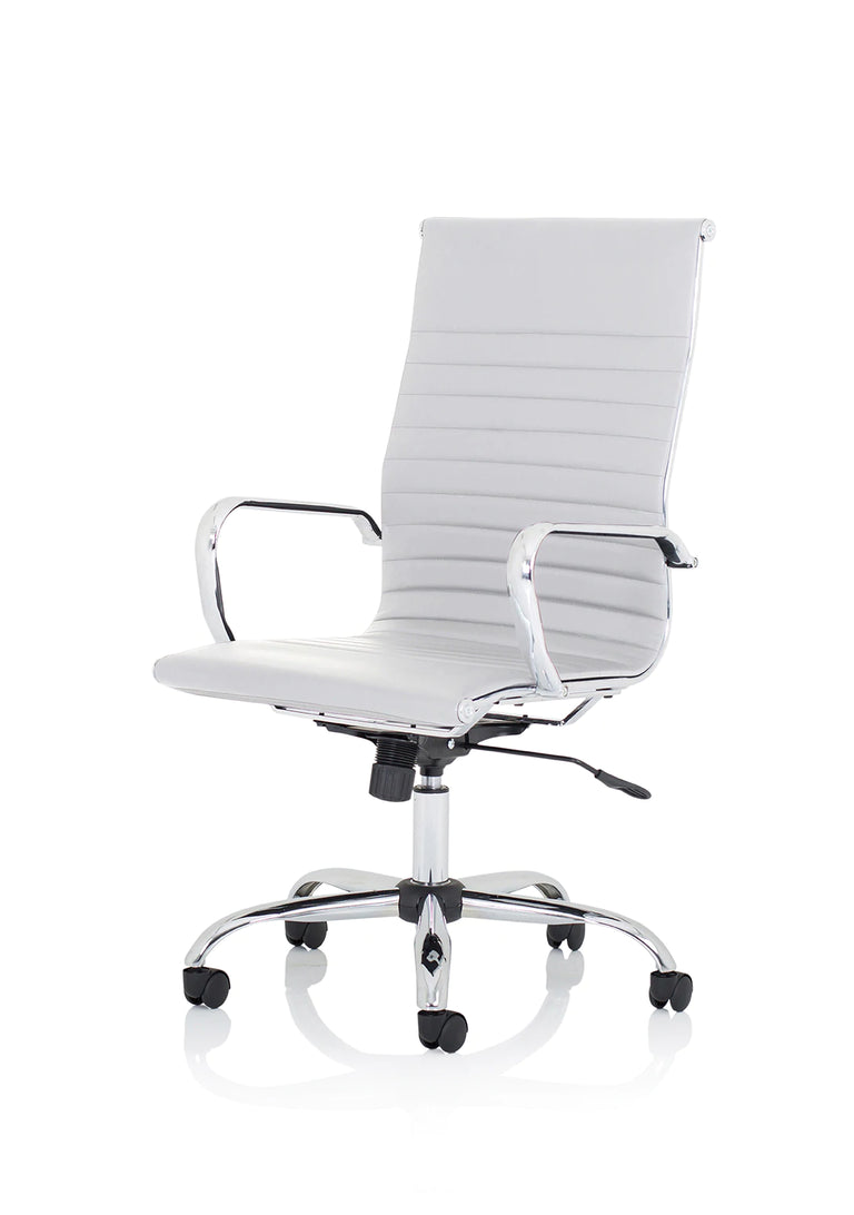 White leather executive office outlet chair