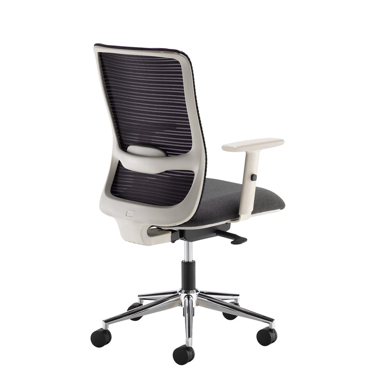 Arcade Black Mesh Back Operator Chair With Grey Fabric Seat, Light Grey Frame And Chrome Base DM