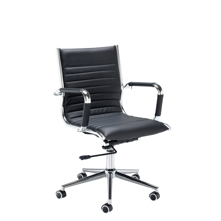 Bari Medium Back Executive Chair - Black Faux Leather DM