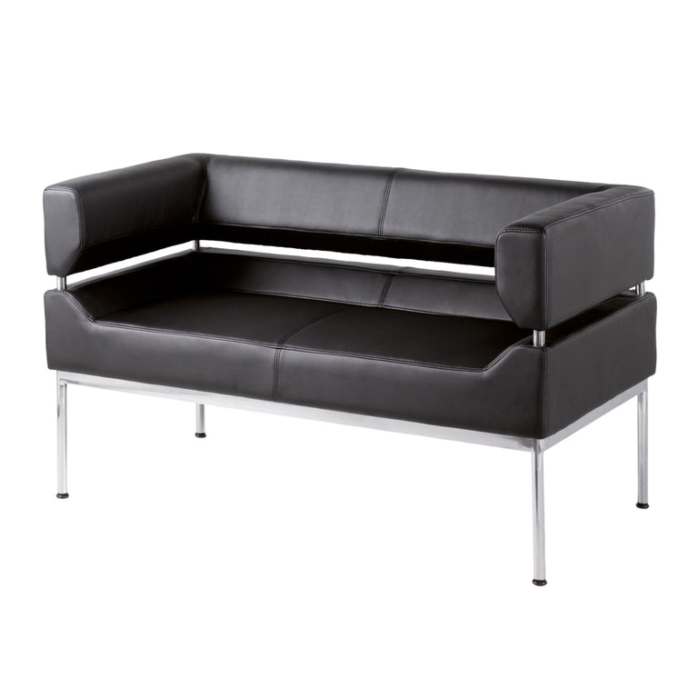 black faux leather office reception seating for two people