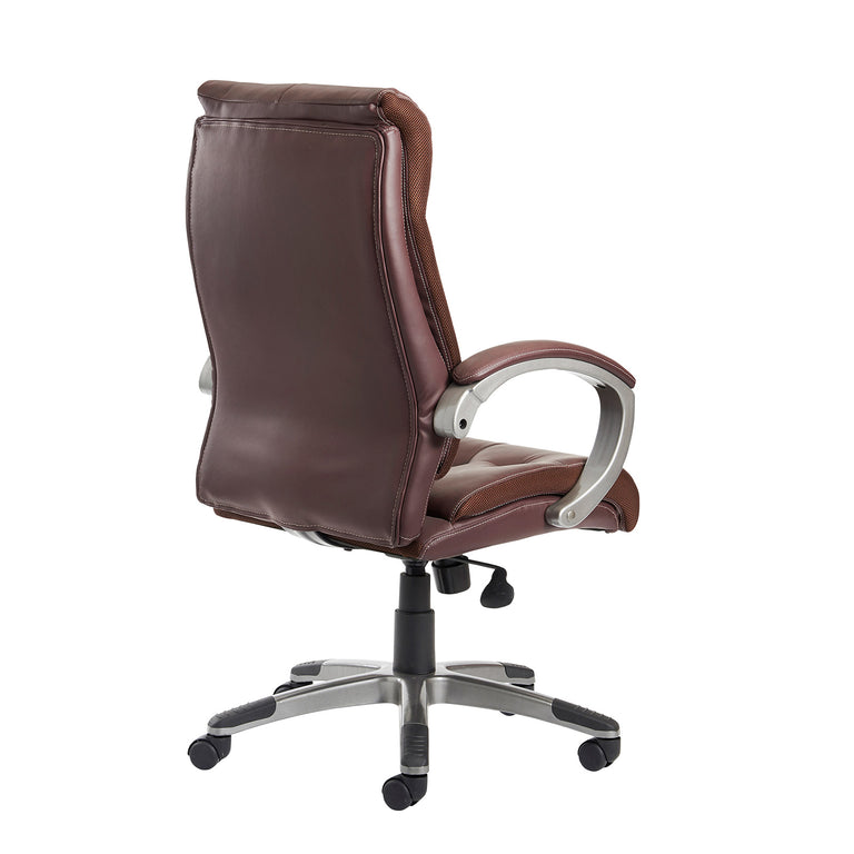 executive brown leather office chair with high back