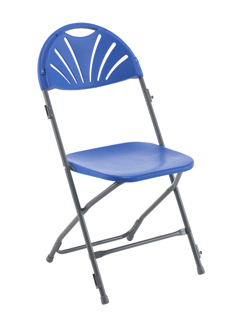 Blues seat and backrest folding exam chair.