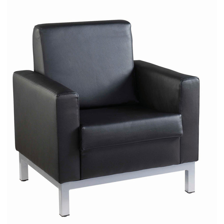 Black leather reception armchair