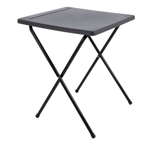 Black top folding exam table with a pencil groove.