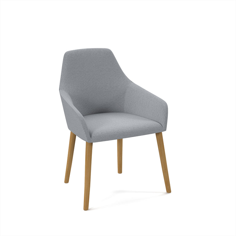 Juna Fully Upholstered Medium Back Lounge Chair With 4 Oak Wooden Legs DM