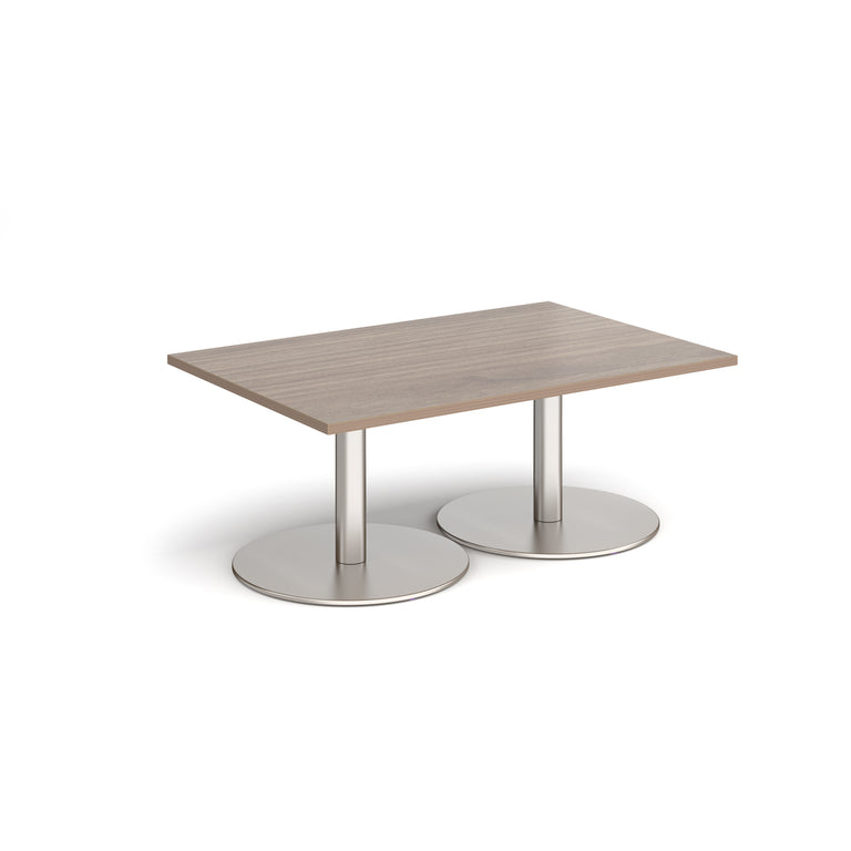 Monza Rectangular Coffee Table With Flat Round Brushed Steel Base DM