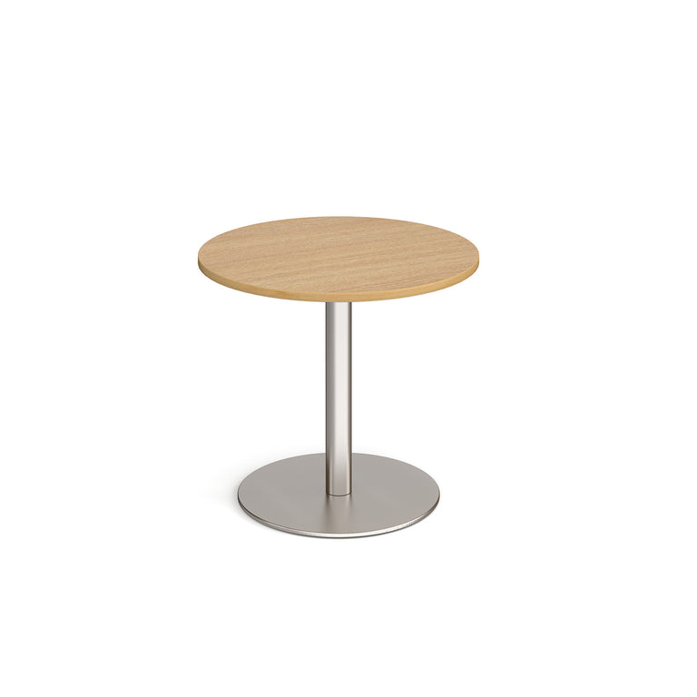 Monza Circular Dining Table With Flat Round Brushed Steel Base 800mm DM