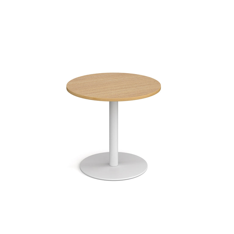 Monza Circular Dining Table With Flat Round Brushed Steel Base 800mm DM