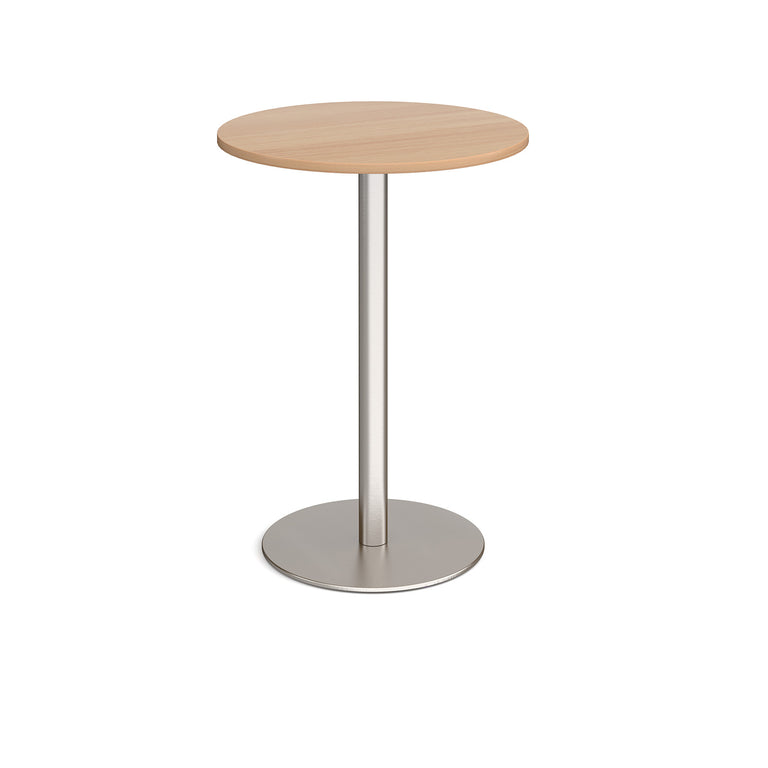 Monza Circular Poseur Table With Flat Round Brushed Steel Base 800mm DM