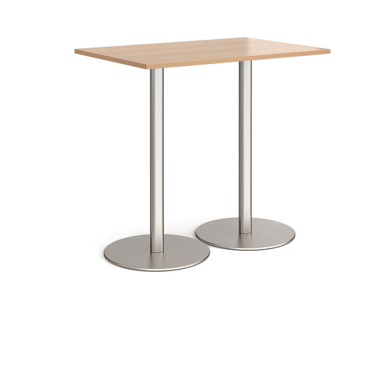 Monza Rectangular Poseur Table With Flat Round Brushed Steel Bases DM
